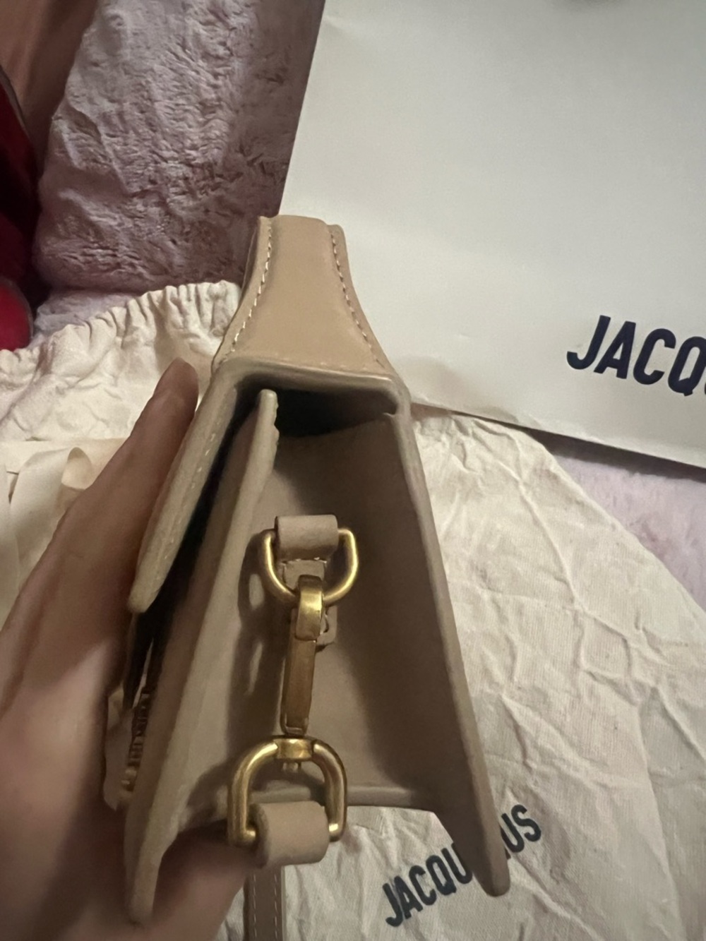Jacquemus Nude Beige Mini Top-Handle Bag Le Bambino Leather - Picture 6 of 9